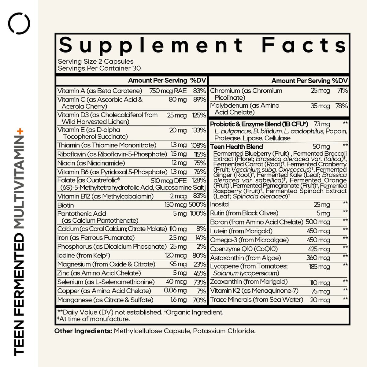 Codeage Teen'S Fermenteret Multivitamin+ - 60 Vcaps - 60 Vegetabilske Kapsler