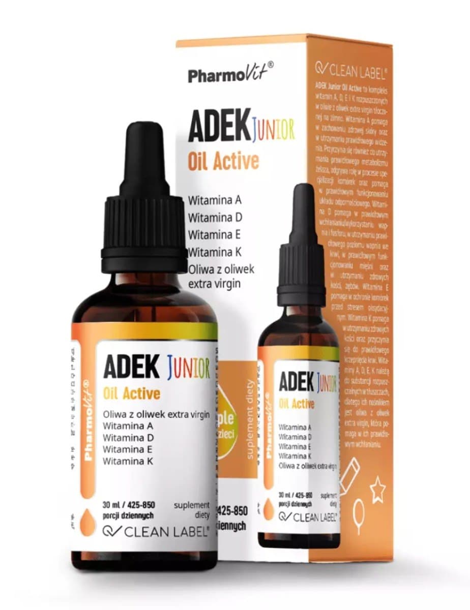 Pharmovit ADEK Junior Oil Active 30 ml – Pharmovit förpackning