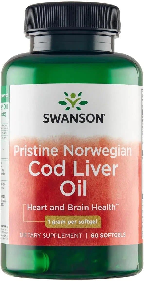 Swanson - Pristine Norwegian Cod Liver Oil - 1000mg, 30 Caps – Swanson förpackning
