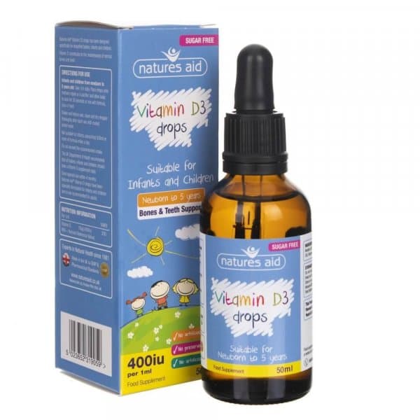 Nature's Aid - Vitamin D3 Drops - 50ml – Nature's Aid förpackning