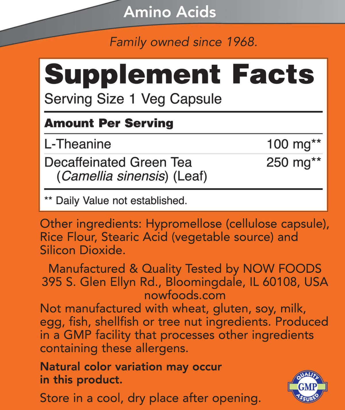 NOW Foods - L-Theanine With Decaf Green Tea, 100mg - 90 Vcaps