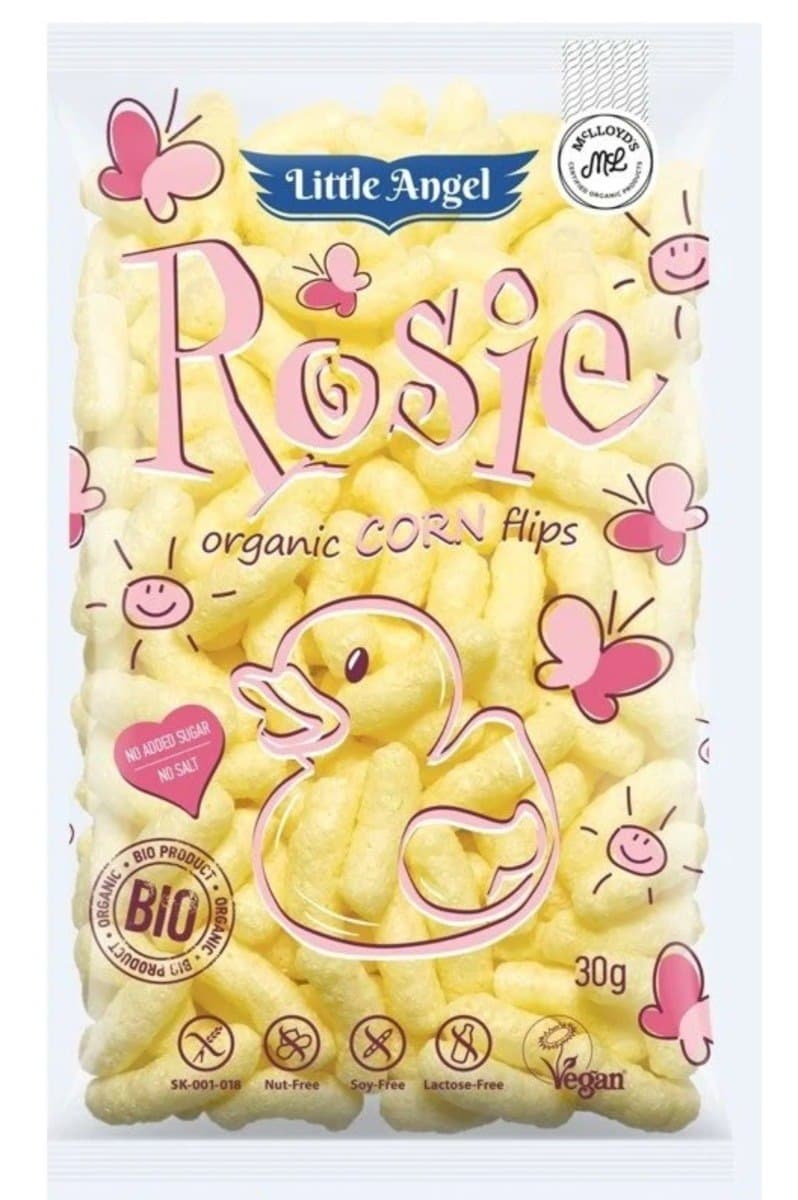 Little Angel - Rosie Organic Corn Flips - 30g – Little Angel förpackning