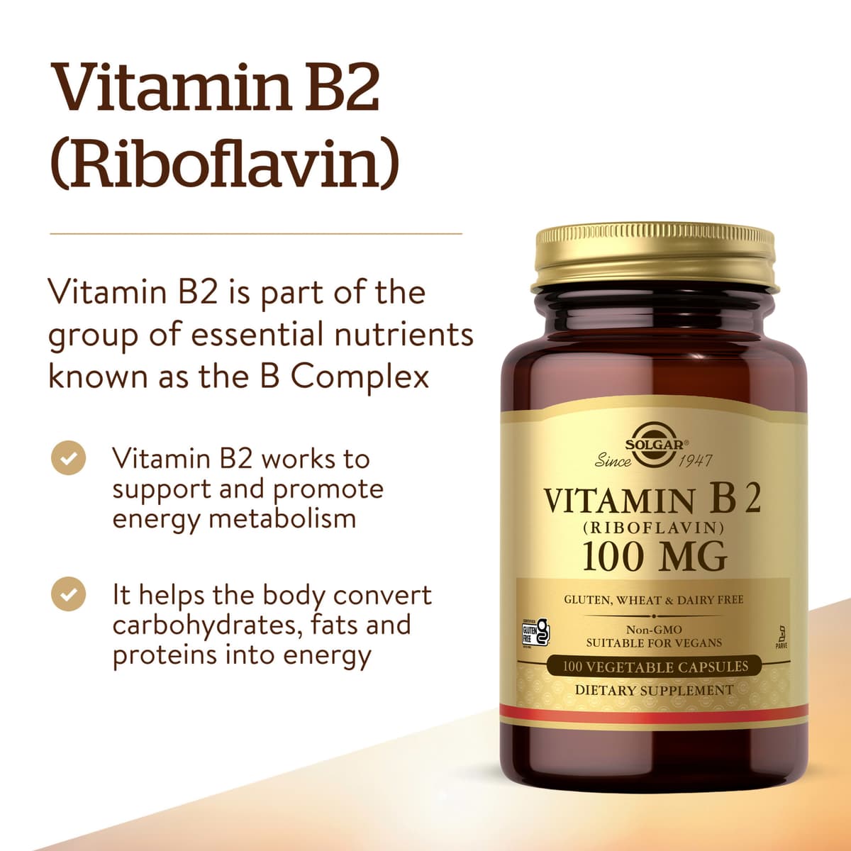 Solgar Vitamin B2 (Ribolfavin) 100mg (100 Caps)