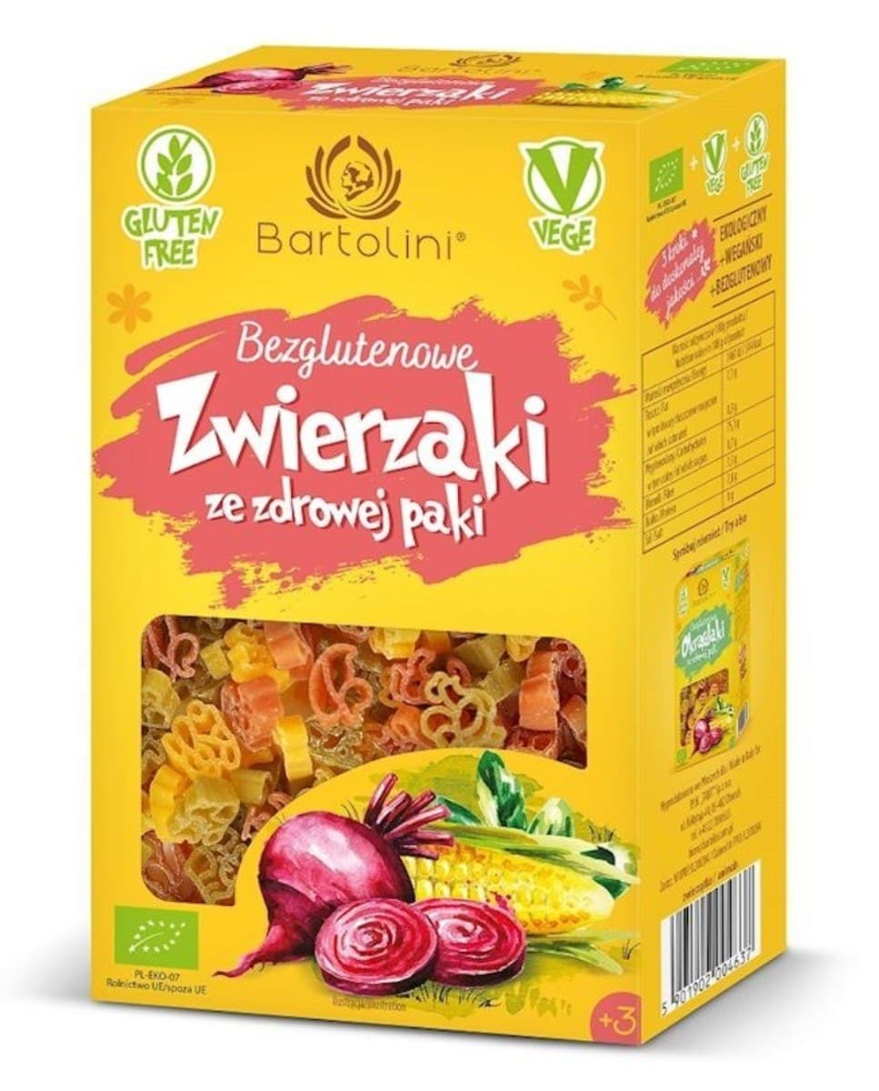 Bartolini - Gluten Free Animal Shapes Pasta - 250g – Bartolini förpackning