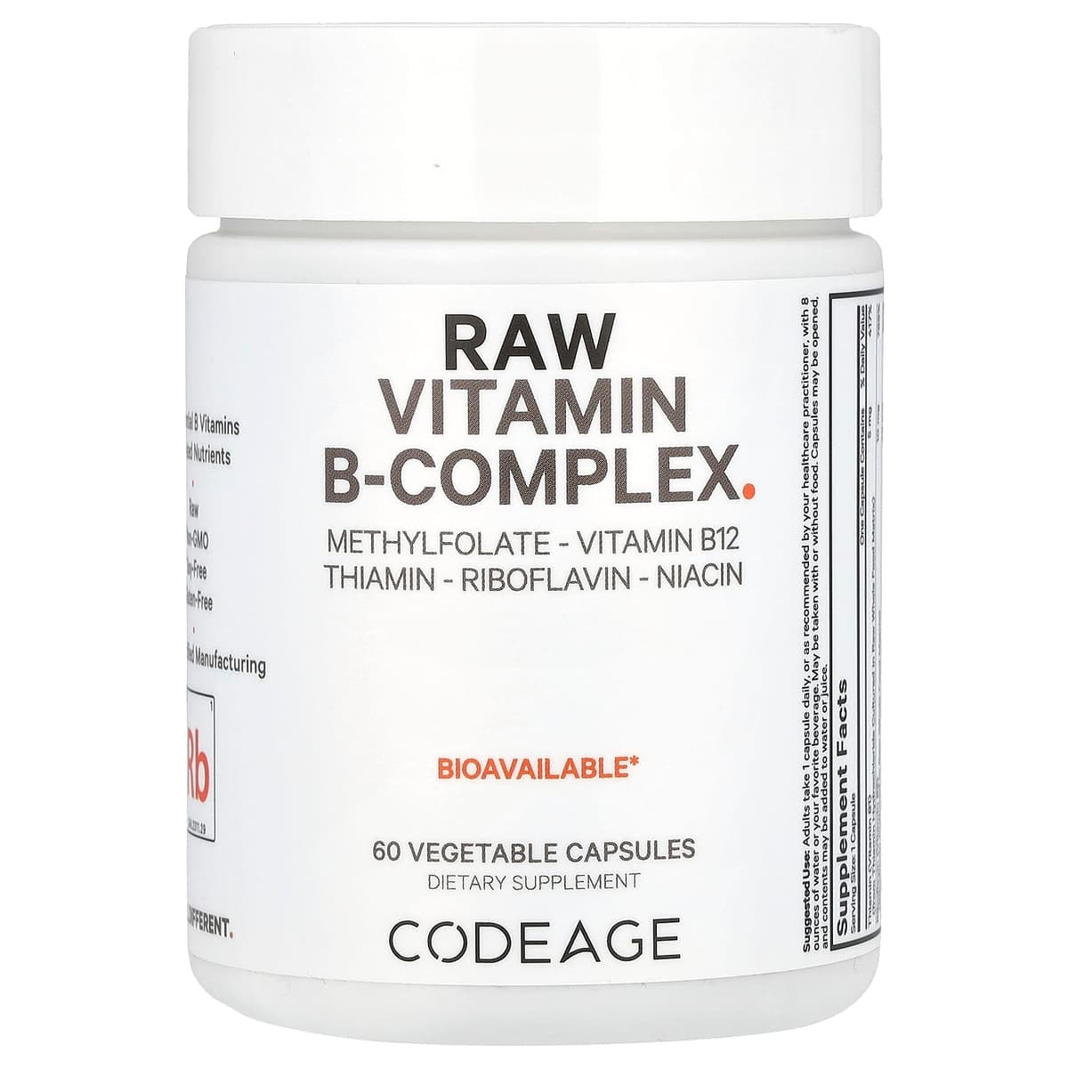 Codeage Raw Vitamin B-Complex - 60 Vcaps - 60 Vegetable Caps