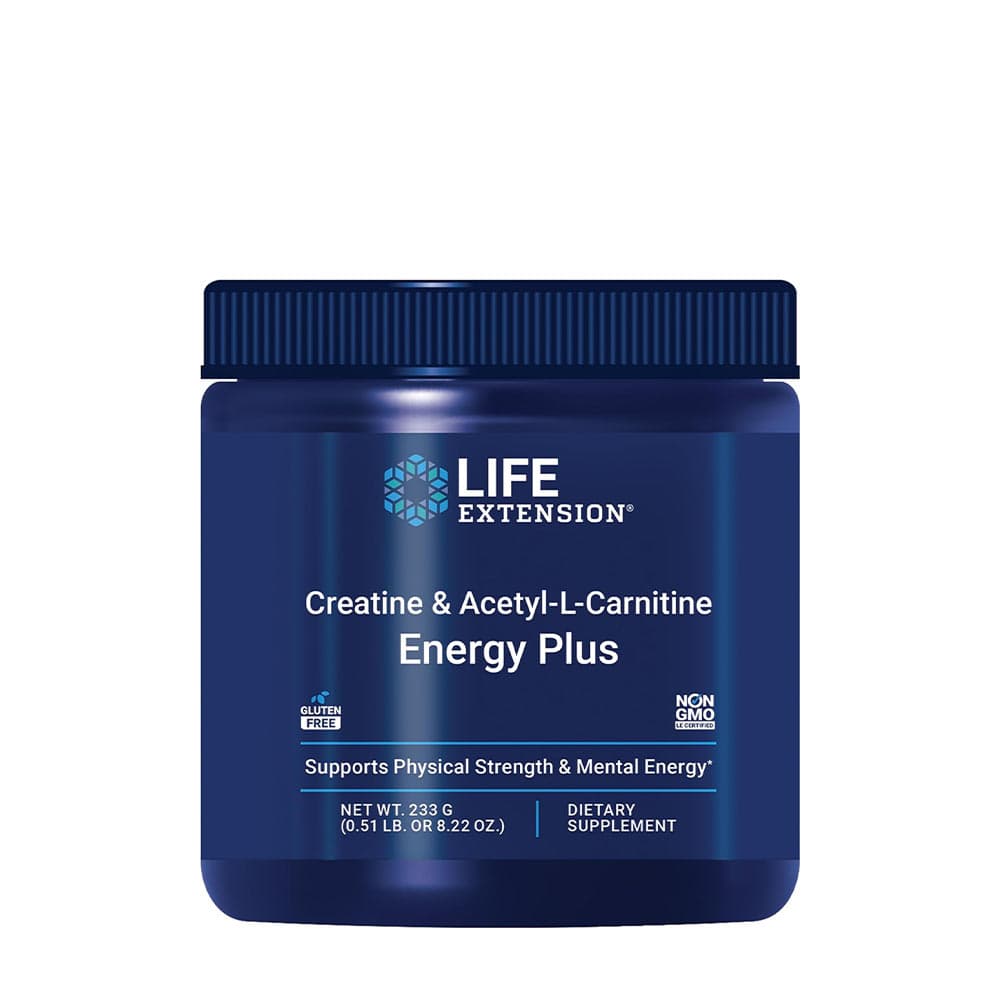 Life Extension - Creatine & Acetyl-L-Carnitine Energy Plus - 233g – Life Extension förpackning