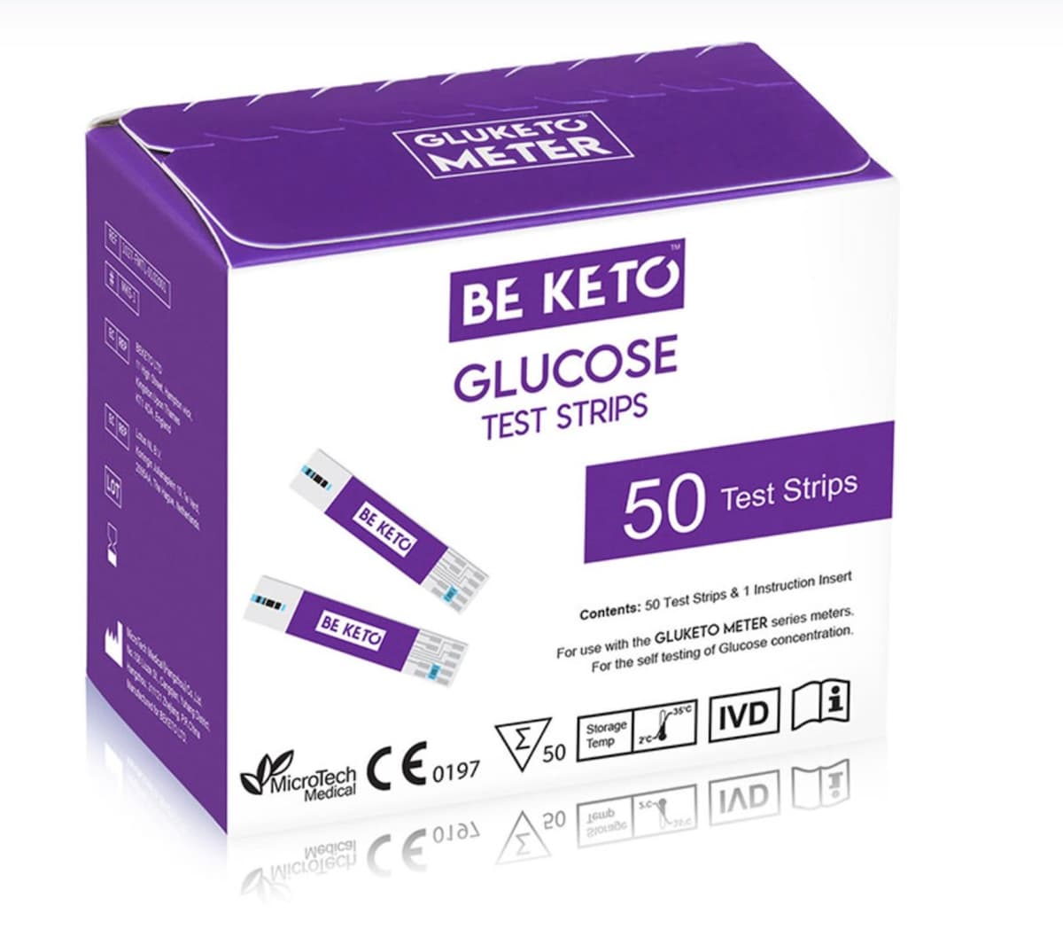 BE KETO - Glucose Test Strips - 50 Test Strips – BE KETO förpackning