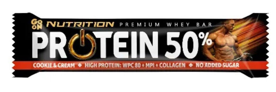 Go On Nutrition - Protein 50% Premium Whey Bar - 40g – Go On Nutrition förpackning