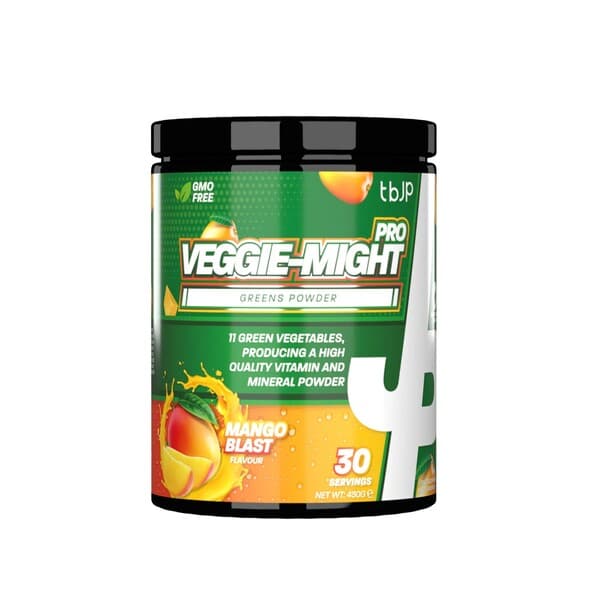 Trained by JP - Veggie-Might Pro - Mango Blast, 450g – Trained by JP förpackning