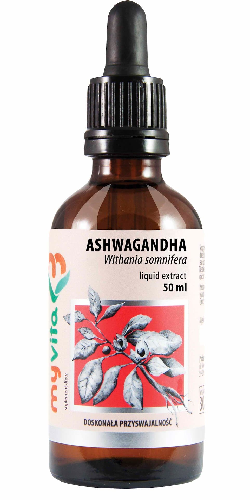 Myvita - Ashwagandha (Withania Somnifera) Liquid Extract - 50ml – MyVita förpackning