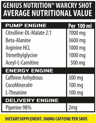 Genius Nutrition - WARCRY - Flytande, 100 ml, styckvis