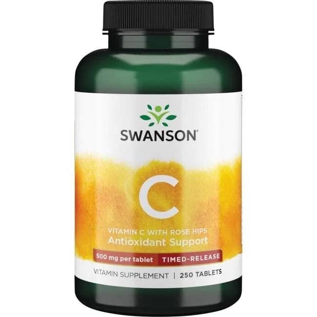 Swanson - Vitamin C With Rose Hips - Timed-Release, 500mg - 250 Tabs – Swanson förpackning