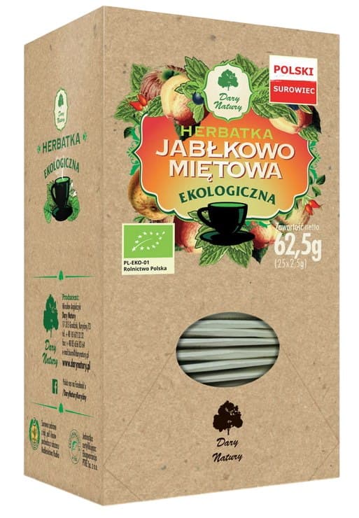 Dary Natury - Apple-Mint Tea Organic 25*2.5g – Dary Natury förpackning