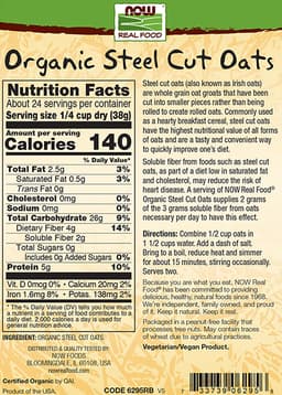 NOW Foods - Organic Steel Cut Oats - 907g