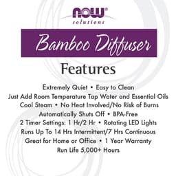 NOW Foods - Ultrasonic Real Bamboo Essential Oil Diffuser - 1 Pc