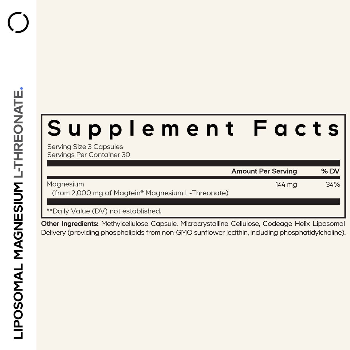 Codeage Liposomal Magnesium L-Threonate - 90 Vcaps - 90 Vegetabilske Kapsler