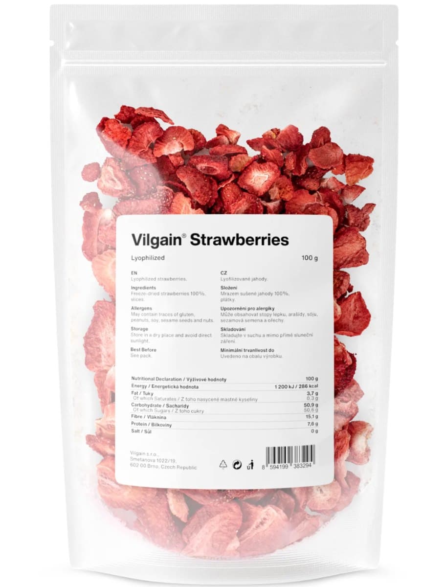 Vilgain - Freeze-Dried Strawberries - 100g – Vilgain förpackning