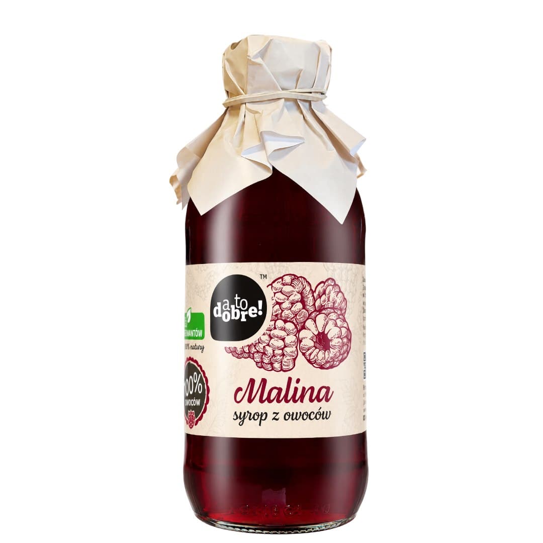 ATODOBRE! - Hallonsirap - 66 % juice, 330 ml – förpackning