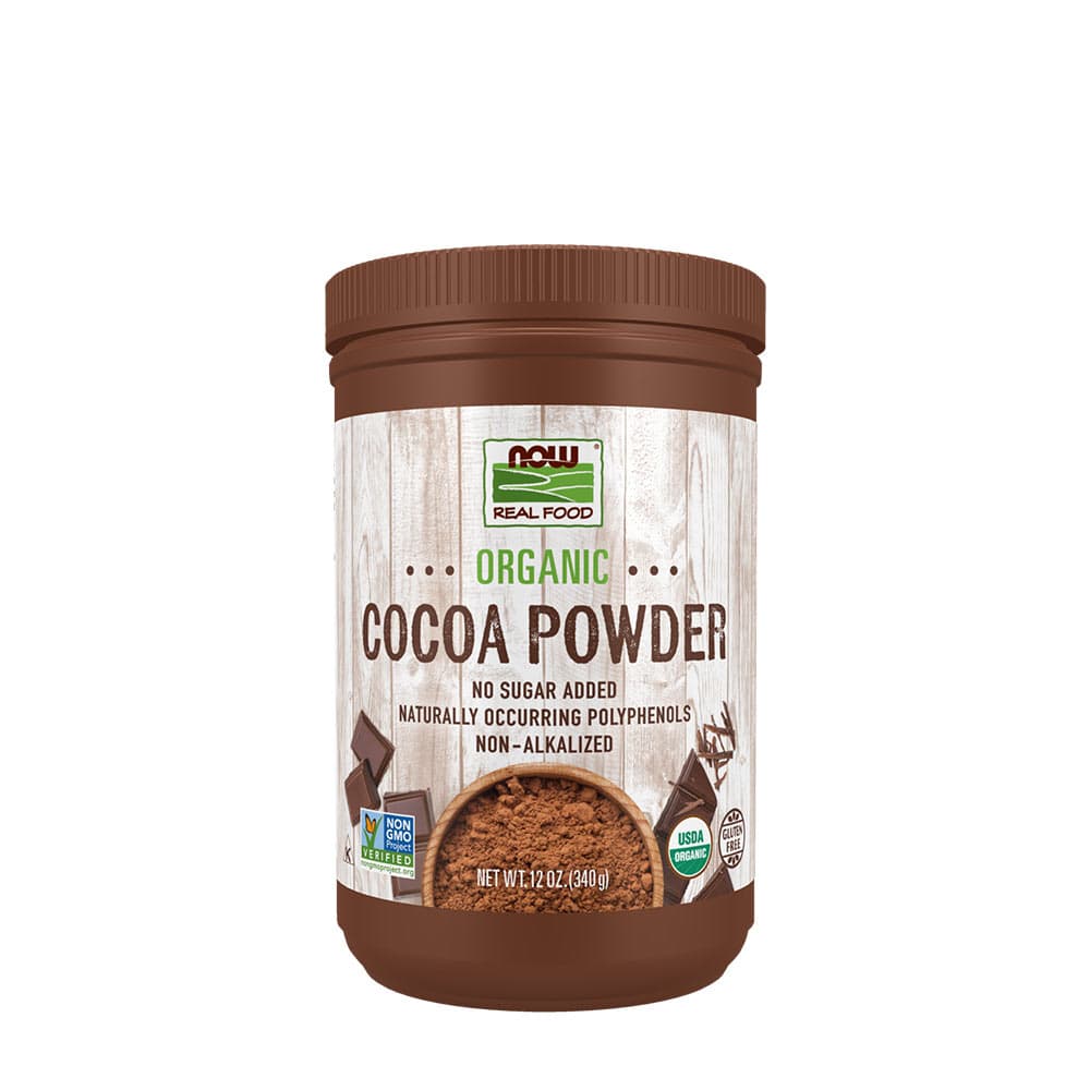 NOW Foods - Organic Cocoa Powder - 340g – NOW Foods förpackning