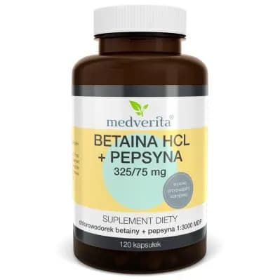 Medverita - Betaine HCL + Pepsin - 120 Caps – Medverita förpackning