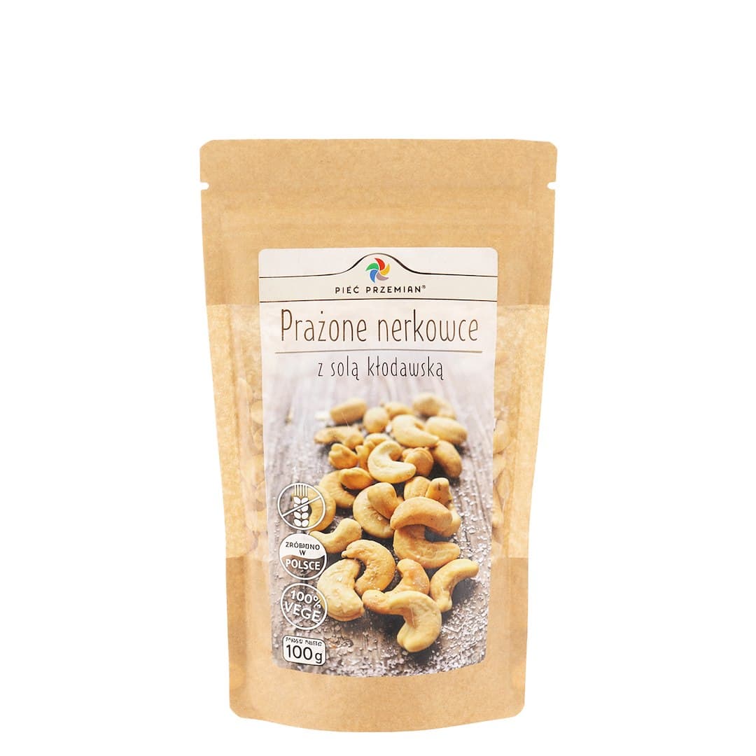 Pięć Przemian - Roasted Cashews with Kłodawa Salt 100g – Pięć Przemian förpackning