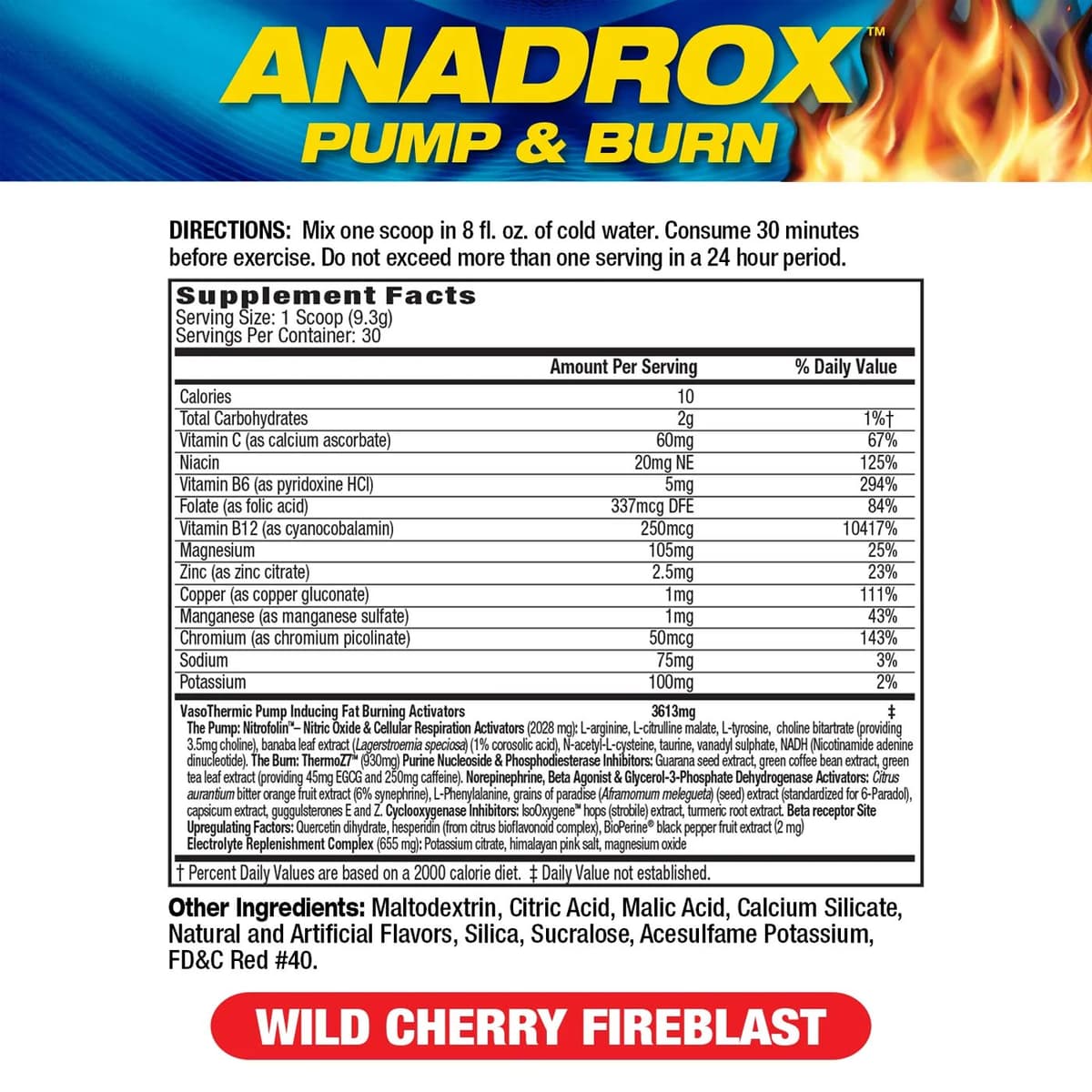 MHP - Anadrox Pump & Burn, Wild Cherry Fireblast - 279g