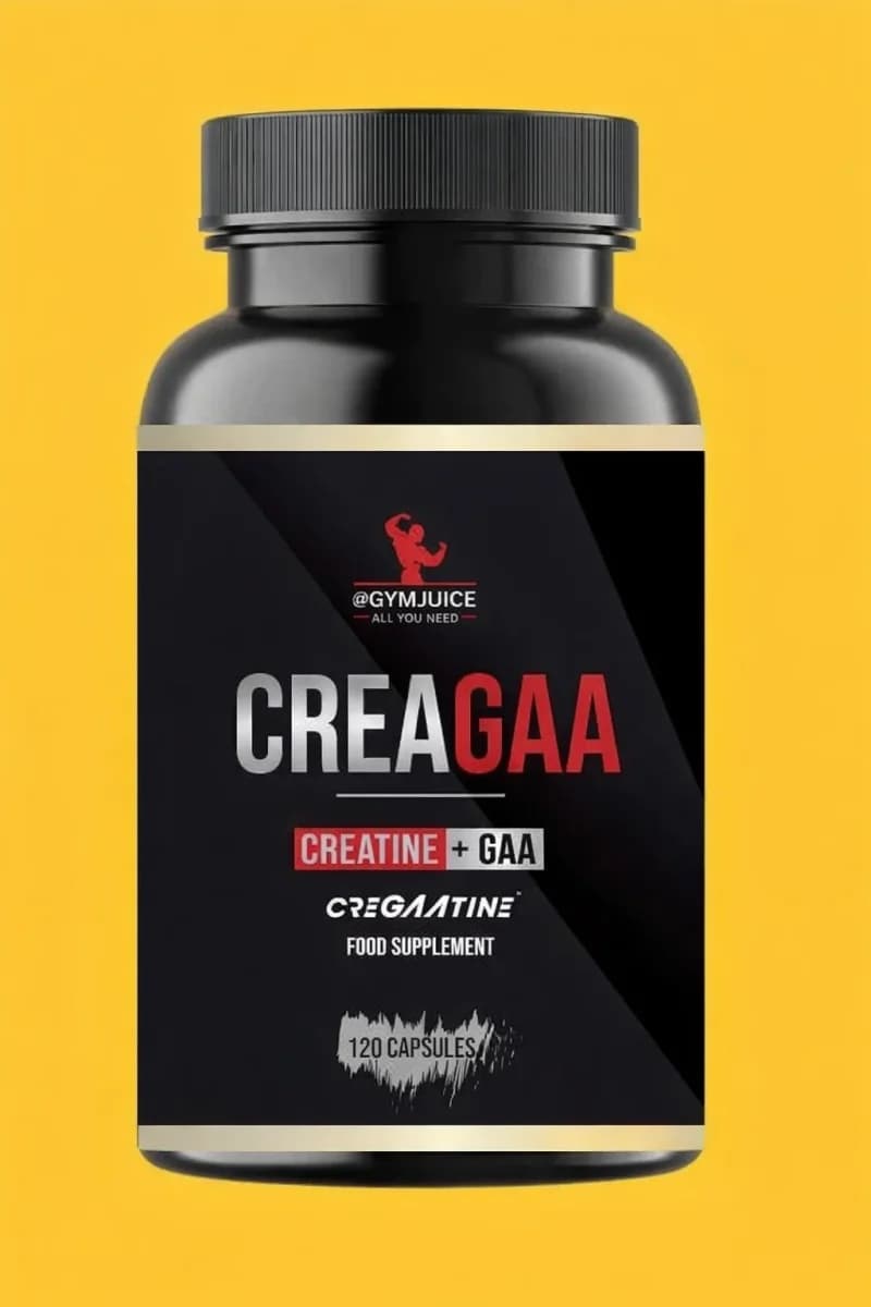 #GymJuice - GymJuice CreaGAA kreatin og GAA - 120 kapsler – #GymJuice emballage