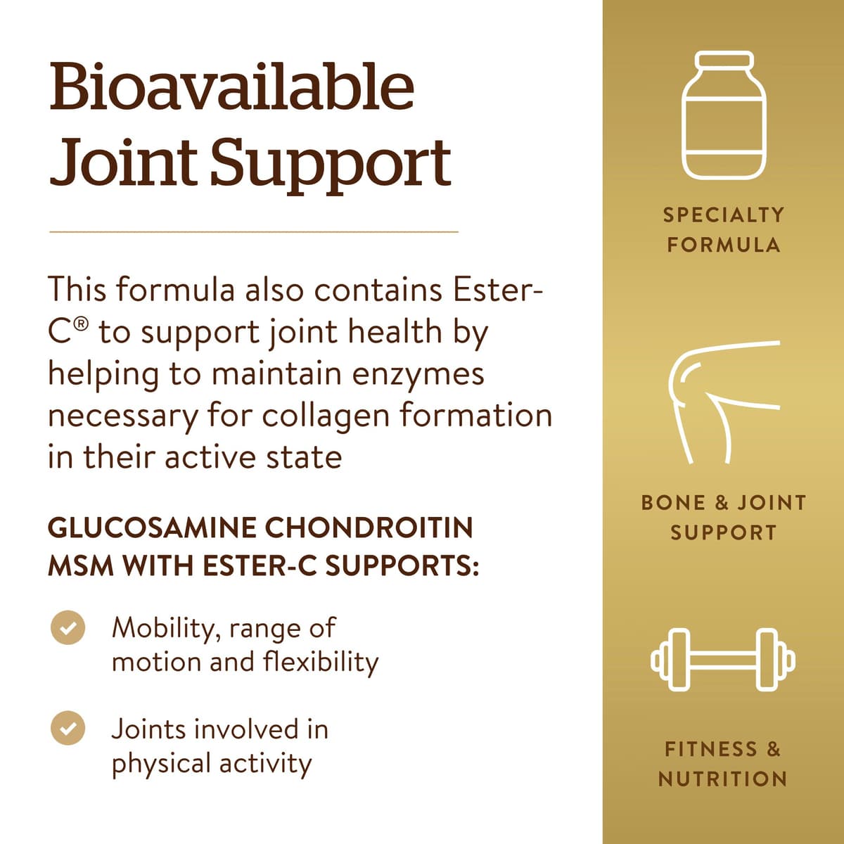 Solgar - Glukosamin, kondroitin och MSM med Ester-C - 180 tabletter