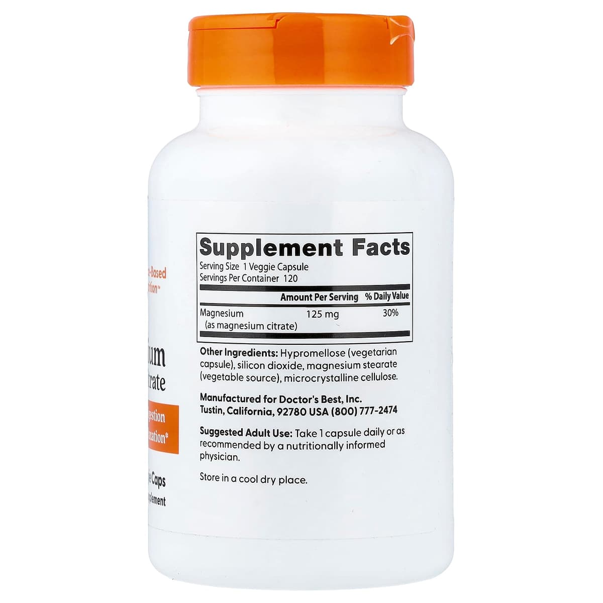 Doctor's Best - Magnesium Citrat, 125mg - 120 vcaps