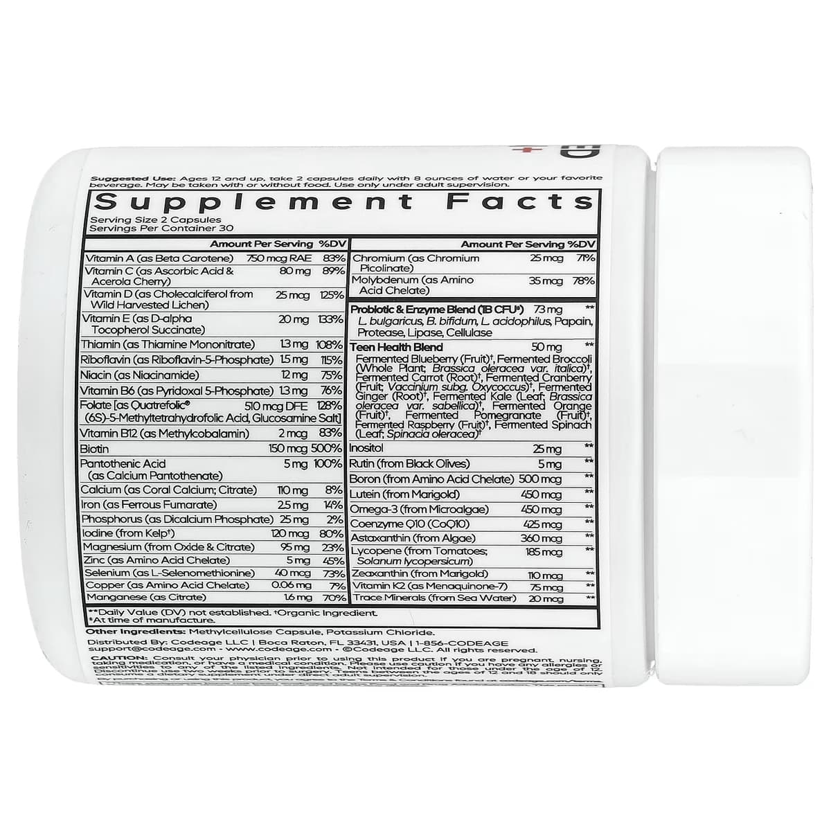 Codeage Teen'S Fermenteret Multivitamin+ - 60 Vcaps - 60 Vegetabilske Kapsler