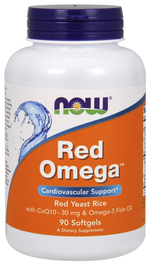 Now Foods - Red Omega™ Fish Oil With Red Yeast Rice and CoQ10 - 90 Sgels – NOW Foods förpackning