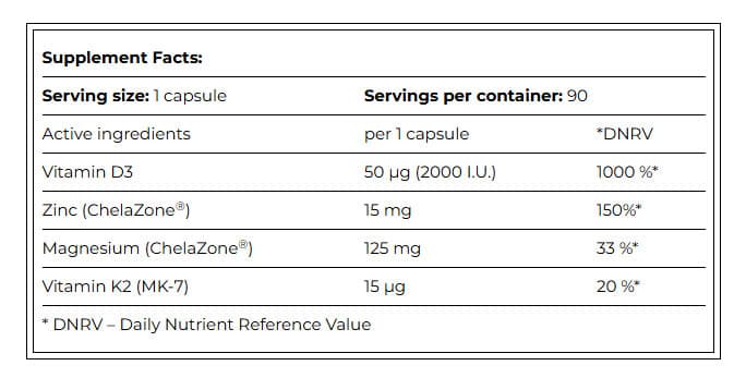Amix - D3-K2-mg-Zn - 90 Vege-Caps
