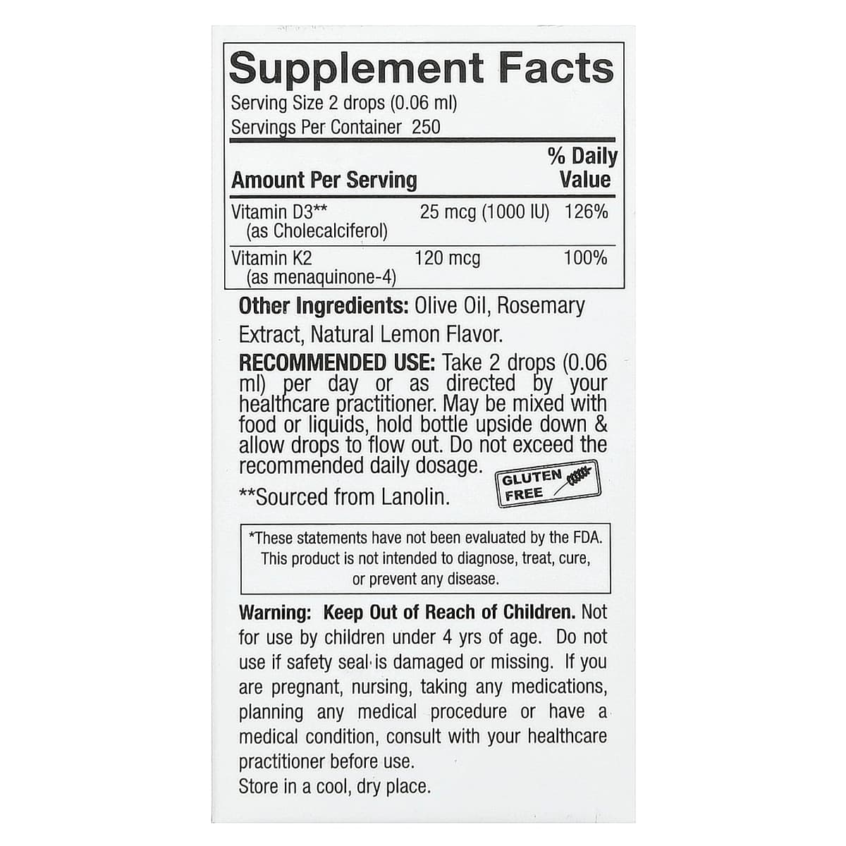 Nature'S Answer - Vitamin D3 & K2 - 15ml