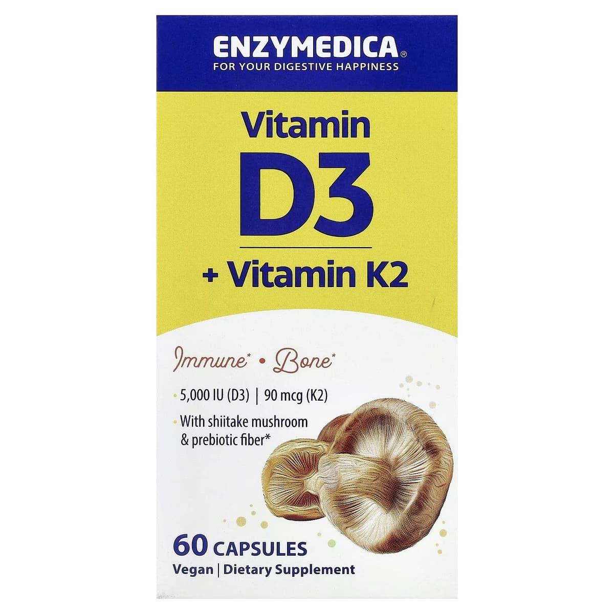 Enzymedica Vitamin D3 + Vitamin K2 - 60 Kapsler