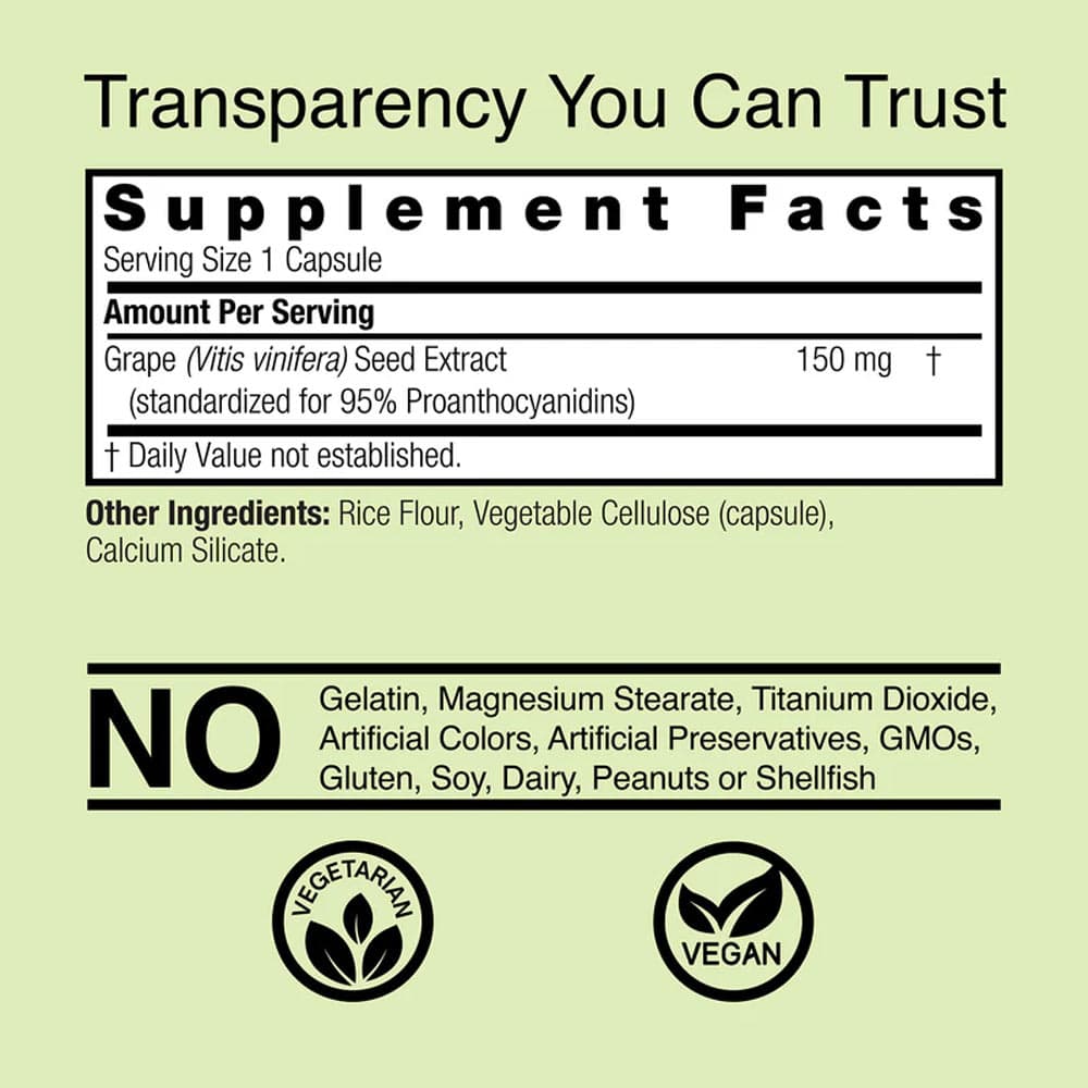 Nature's Answer - Grape Seed, 150mg - 60 vcaps