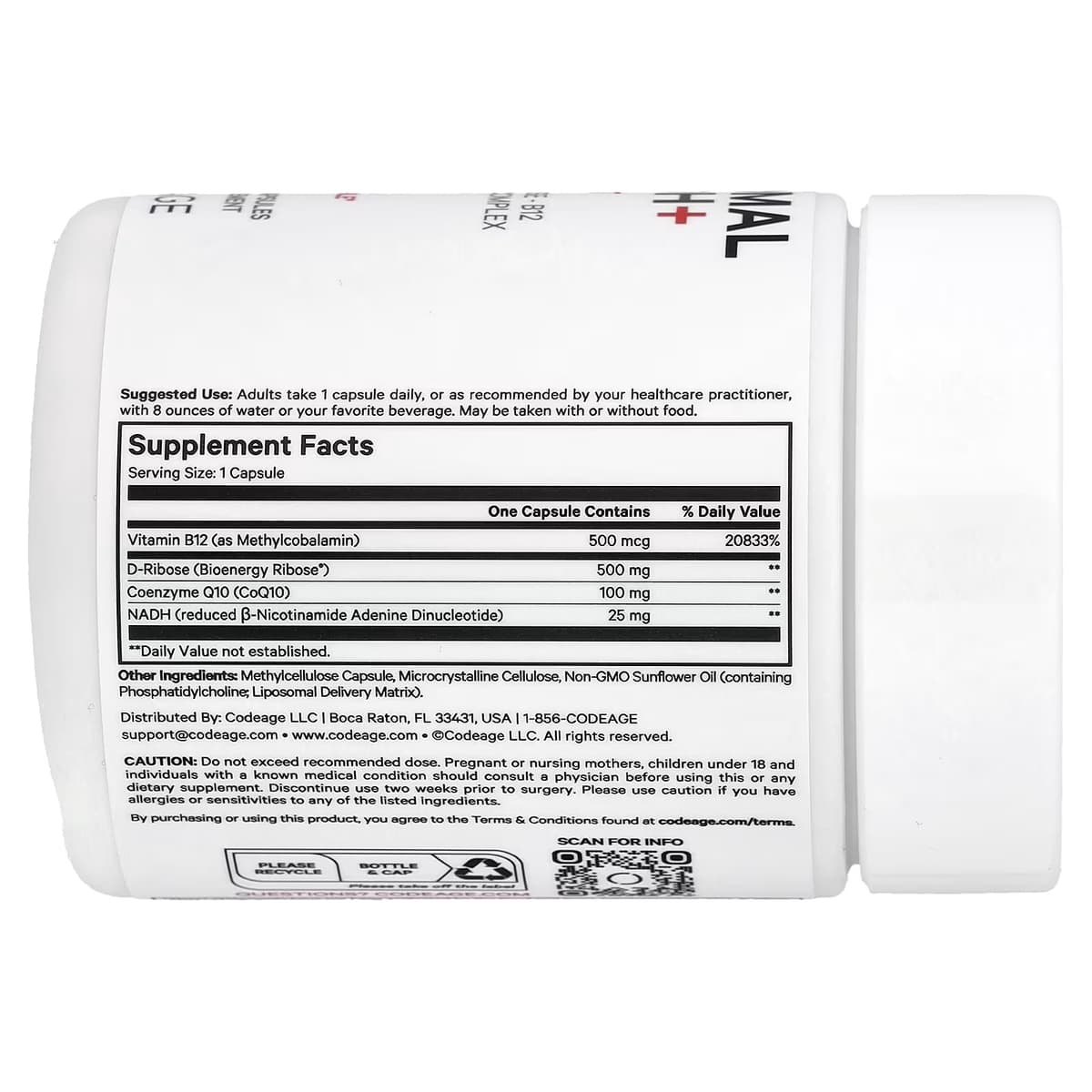 Codeage Liposomal Nadh+ - 60 Vcaps - 60 Vegetabilske Kapsler