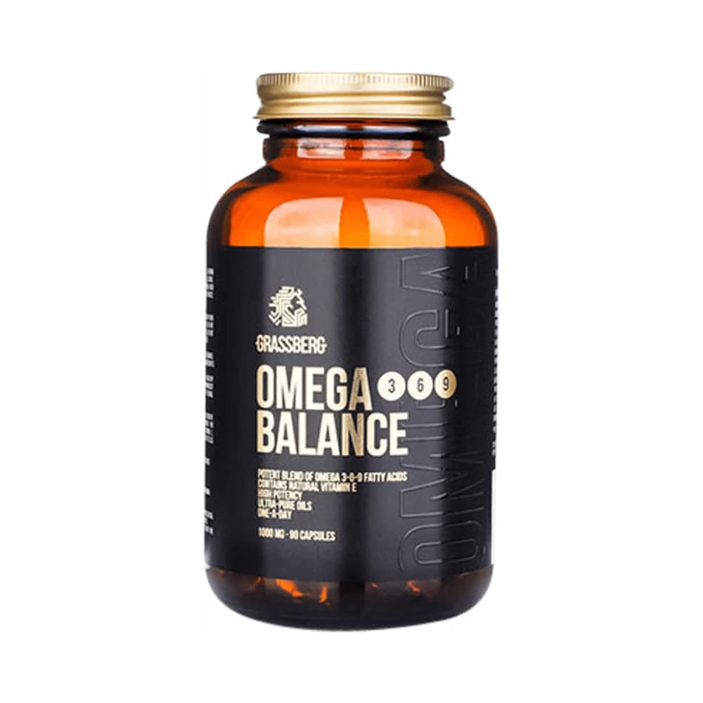 Grassberg - Omega 3-6-9 Balance - Unflavoured - 60 capsules, 1000 mg – Grassberg förpackning