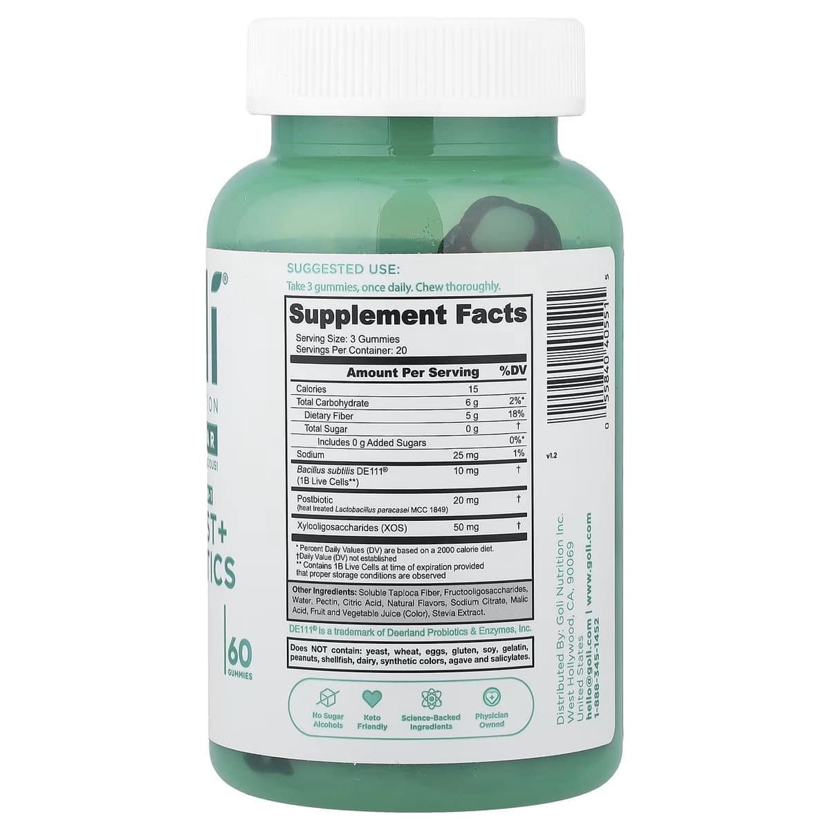 Goli Zero Sugar Pre + Post + Probiotics Gummies - 60 Gummies