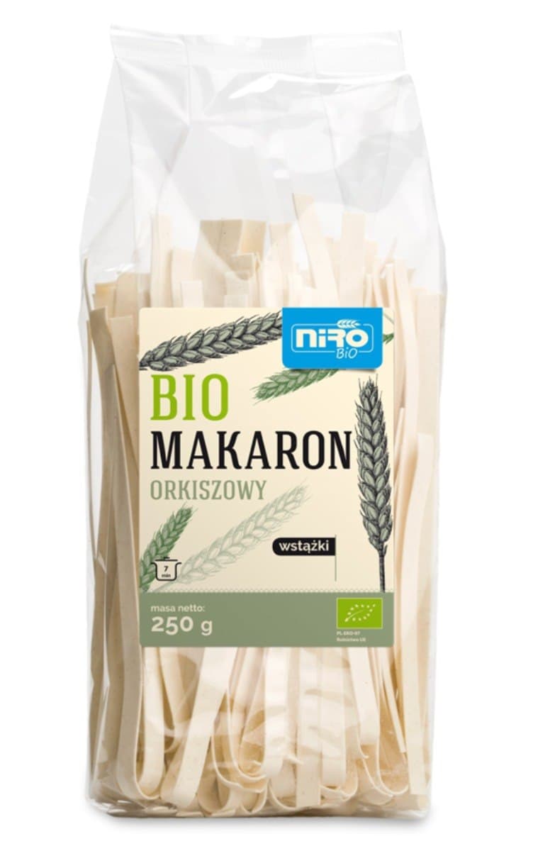 Niro - Organic Spelt Pasta Ribbons - 250g – Niro förpackning