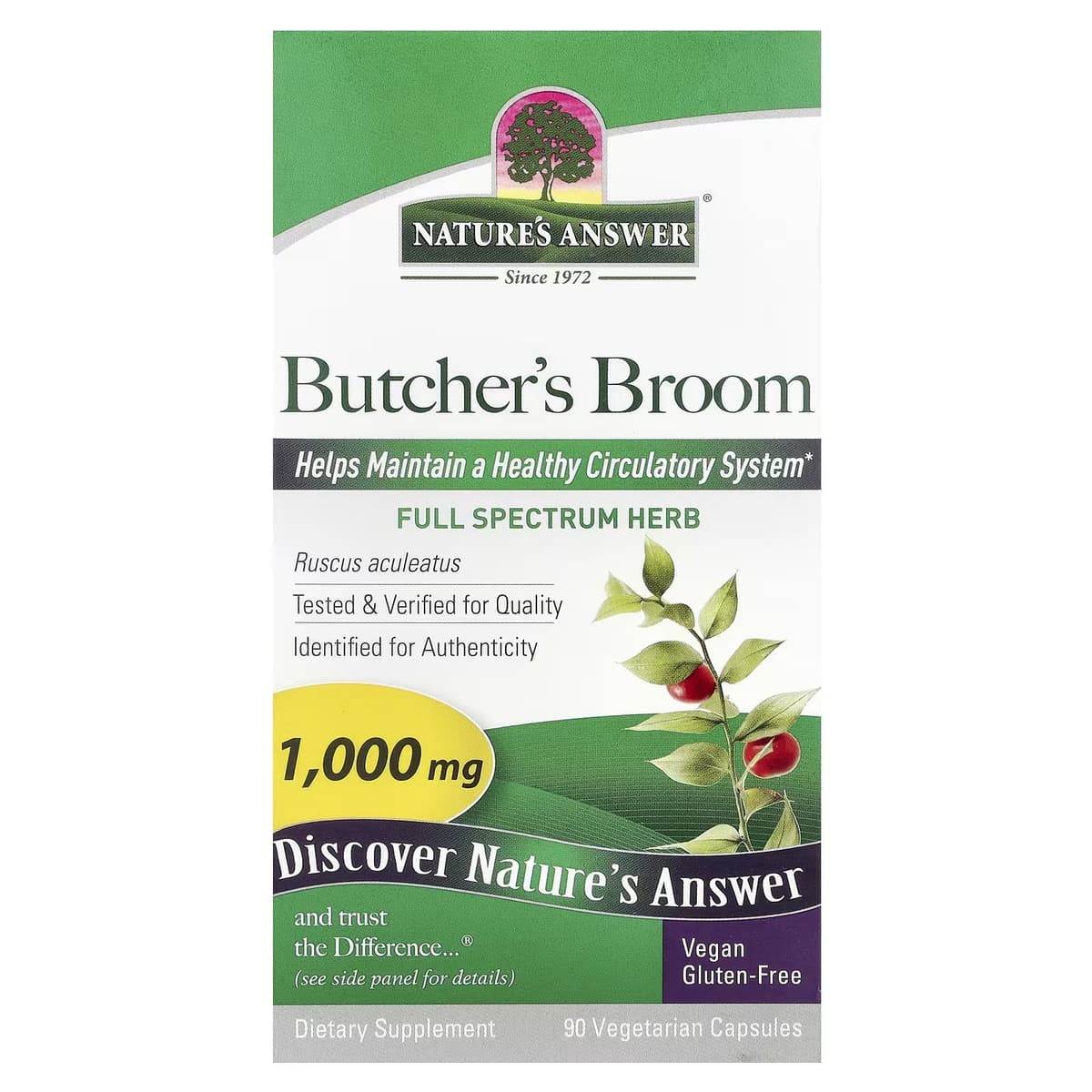 Nature'S Answer - Butchers Broom Root - 90 Vcaps
