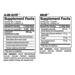 Bpi Sports - A-HD Elite + Solid Stack - 2 x 30 Caps