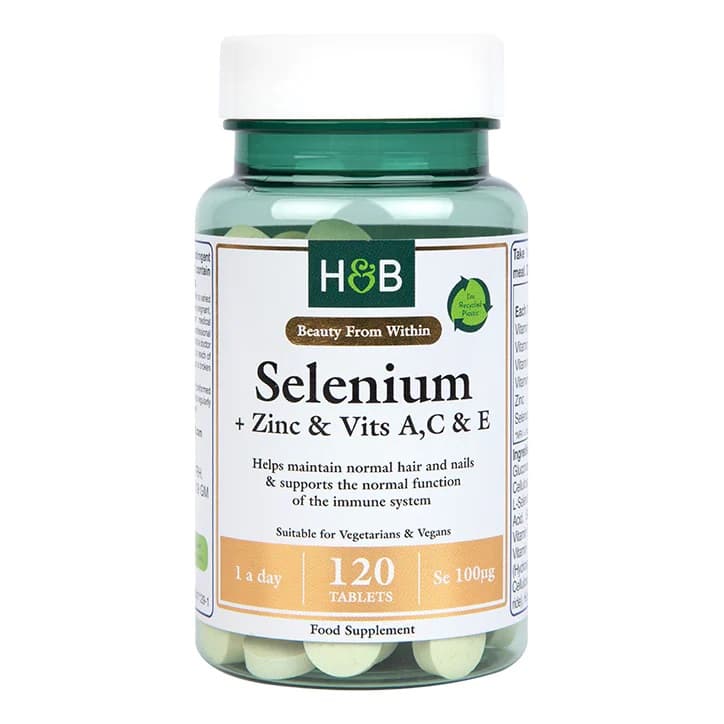 Holland & Barrett - Selenium + Zinc & Vitamins A, C & E 120 Tabs – Holland & Barrett förpackning