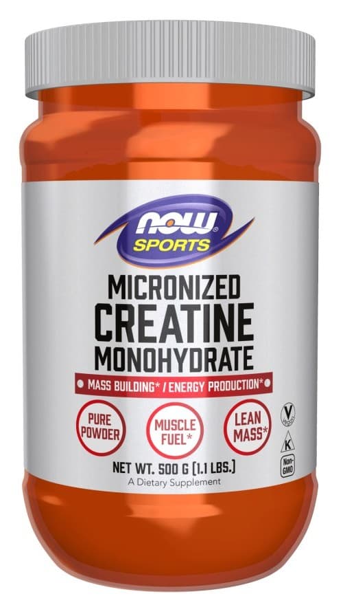 NOW Foods - Micronized Creatine Monohydrate - 500g – NOW Foods förpackning