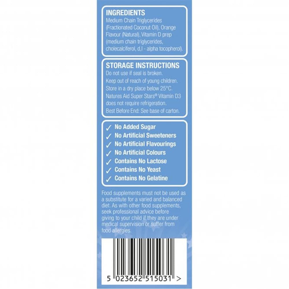 Natures Aid - Super Stars Vitamin D3 Spray (Appelsin - 30ml)