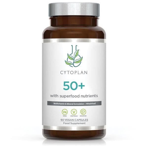 Cytoplan - 50+ Multivitamin with Superfood Nutrients - 60 Capsules – Cytoplan förpackning