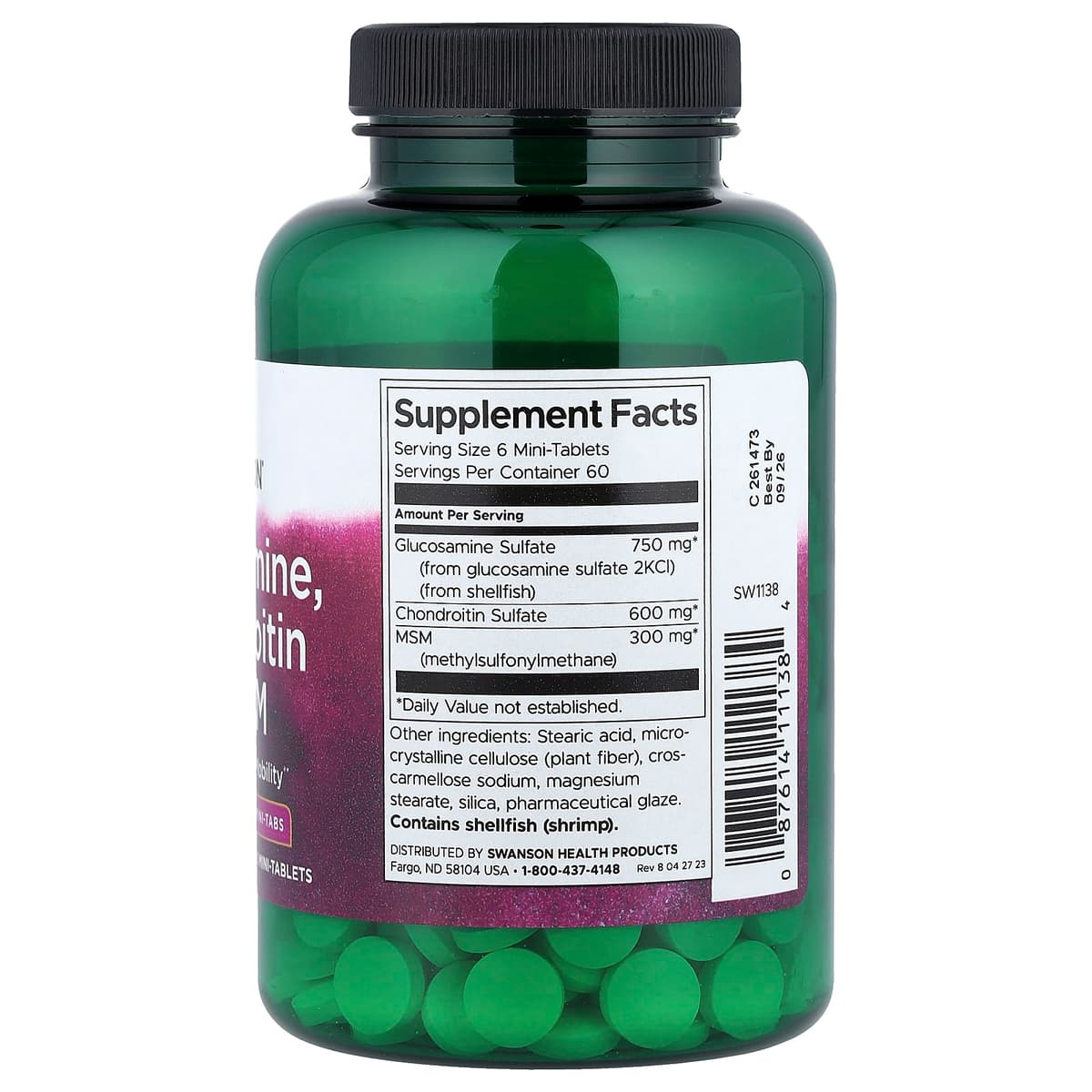 Swanson - Glukosamiini, Kondroitiini & MSM - 360 Mini-Tabs