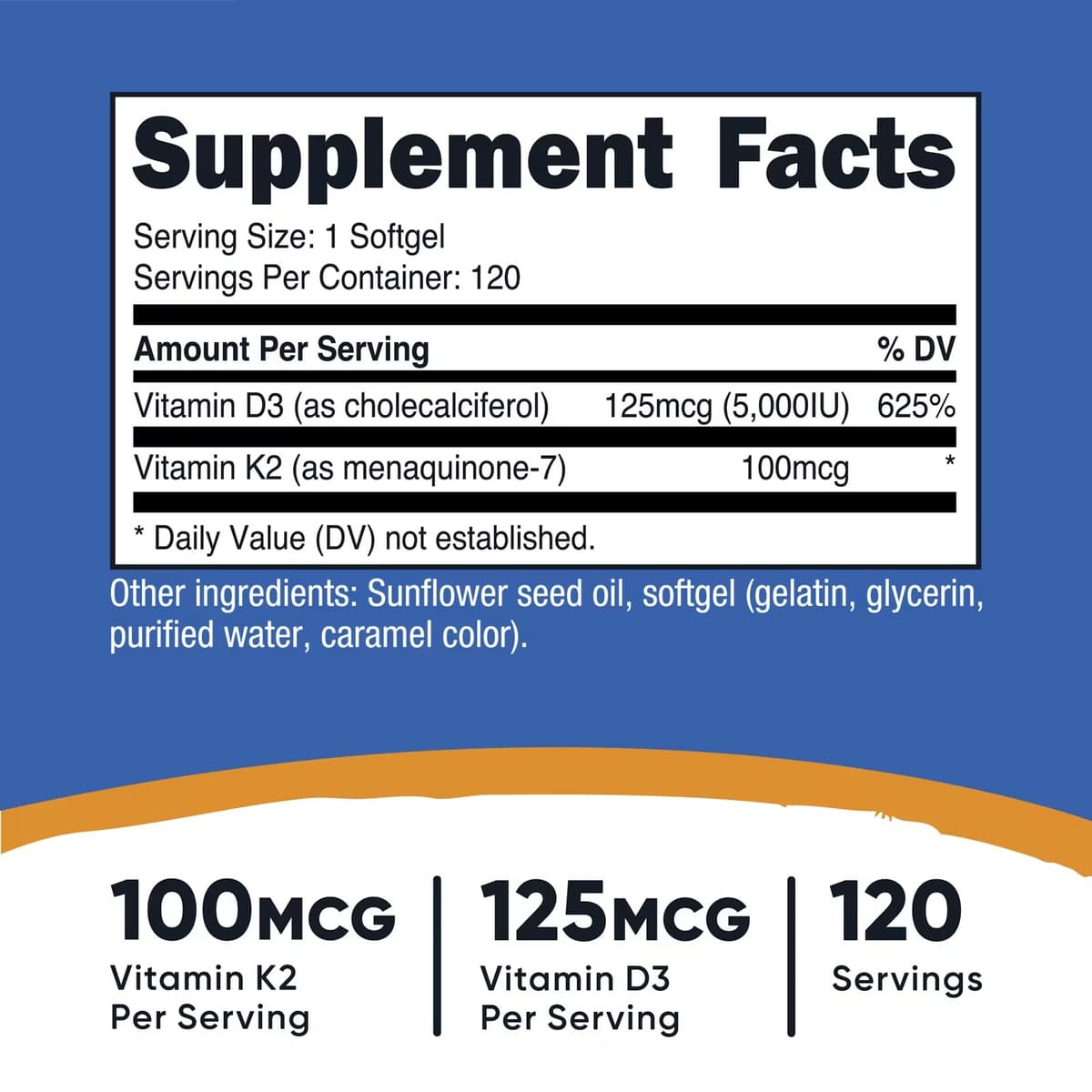 Nutricost - Vitamin K2 + Vitamin D3 - 120 Softgels