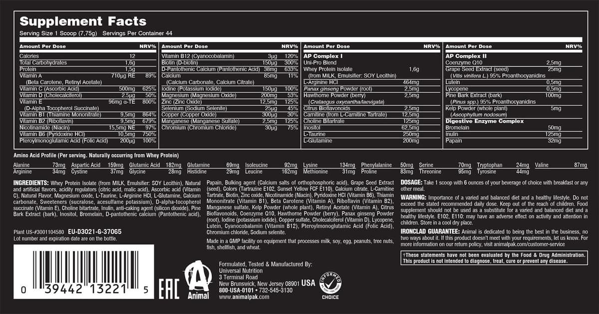 Universal Nutrition - Pak Powder - 30 Packs