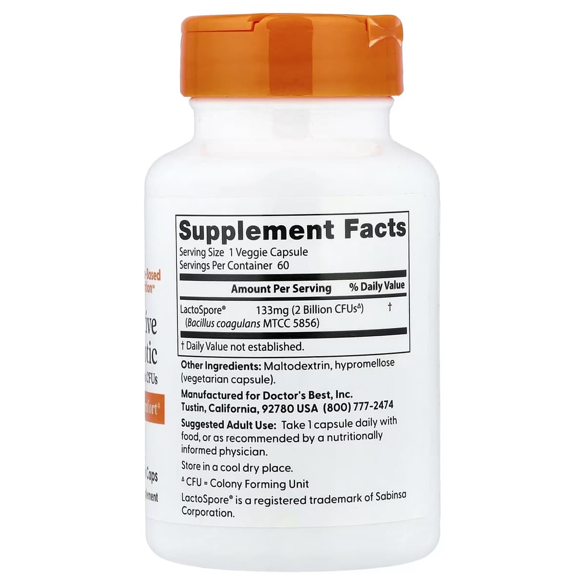 Doctor's Best - Digestive Health Probiotic - 60 Vcaps