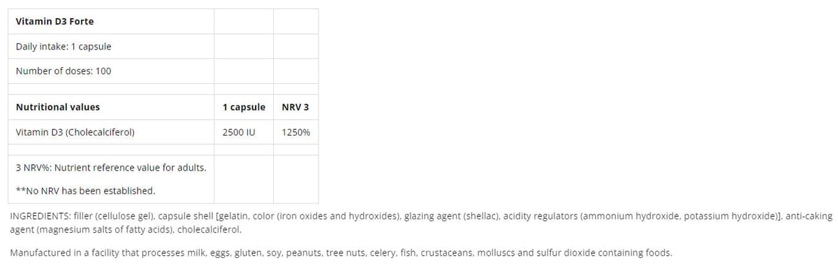 Scitec Nutrition - Vitamin D3 Forte - 100 Caps